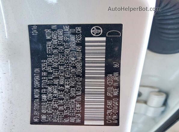 JTDBVRBD7HA001490 2017 TOYOTA MIRAI White Շարժիչի բաժամունքի տեսք
