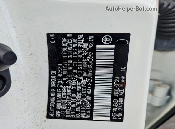 JTDBVRBD9JA003912 2018 TOYOTA MIRAI White ძრავის განყოფილების ხედი