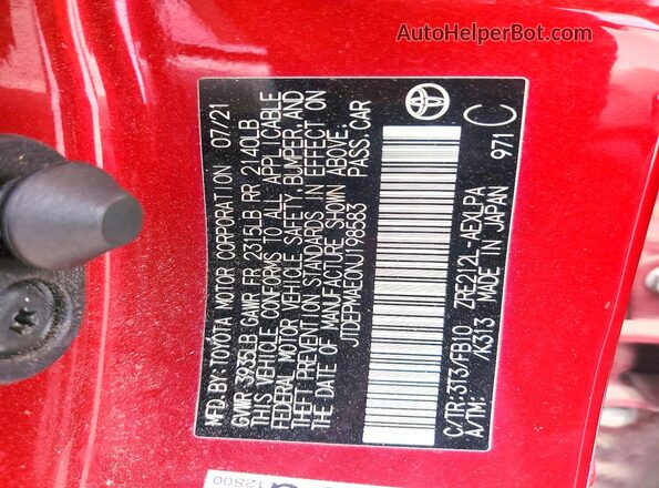 JTDEPMAE0NJ198583 2022 TOYOTA COROLLA Red ძრავის განყოფილების ხედი