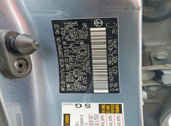 JTDEPMAE7NJ230333 2022 TOYOTA COROLLA Blue ძრავის განყოფილების ხედი