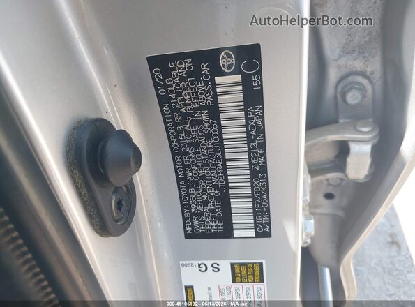 JTDEPRAE3LJ100057 2020 TOYOTA LL Silver Vista del compartimento del motor