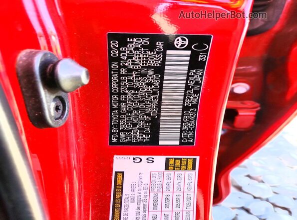 JTDEPRAE3LJ104870 2020 TOYOTA COROLLA Red 