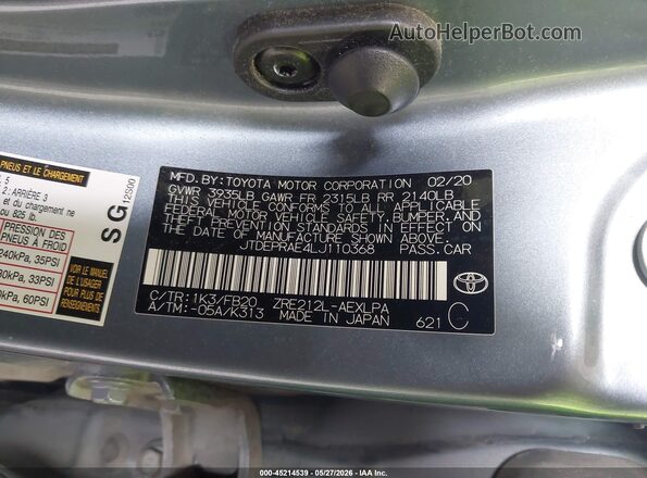 JTDEPRAE4LJ110368 2020 TOYOTA COROLLA Blue Widok komory silnika
