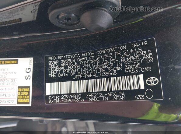 JTDEPRAE9LJ035568 2020 TOYOTA LL Black 