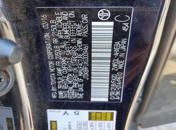JTDKBRFUXG3009461 2016 TOYOTA PRIUS Black 