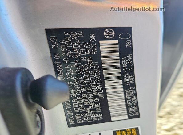 JTDL9MFUXM3031071 2021 TOYOTA PRIUS Silver Շարժիչի բաժամունքի տեսք