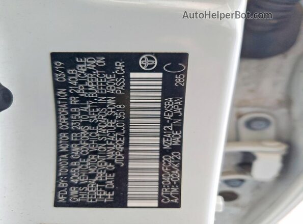 JTDP4RCE7LJ013518 2020 TOYOTA LL White Engine compartment view