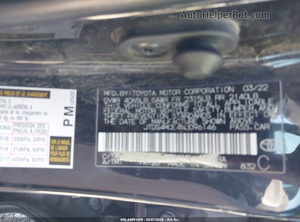 JTDS4MCE4NJ096146 2022 TOYOTA LL Черный Вид подкапотного пространства