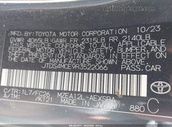 JTDS4MCE9R3522066 2024 TOYOTA COROLLA Gray 