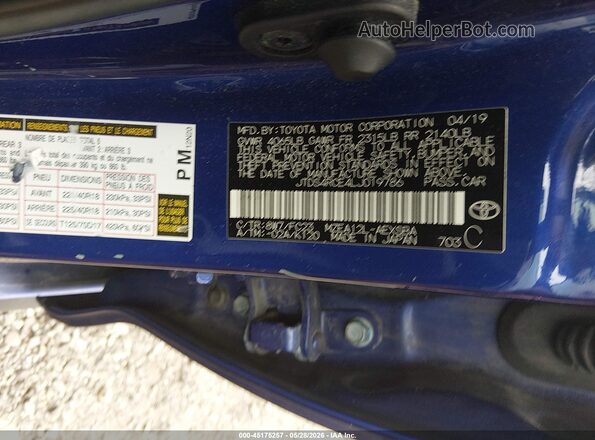 JTDS4RCE4LJ019786 2020 TOYOTA COROLLA Blue 