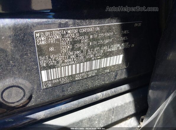 JTEAAAAH4MJ010747 2021 TOYOTA VENZA Blue Engine compartment view