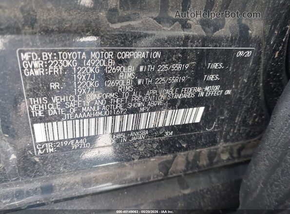 JTEAAAAH4MJ011672 2021 TOYOTA VENZA Black Widok komory silnika