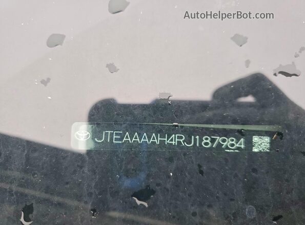JTEAAAAH4RJ187984 2024 TOYOTA VENZA Silver VIN კოდის სტიკერის ხედი