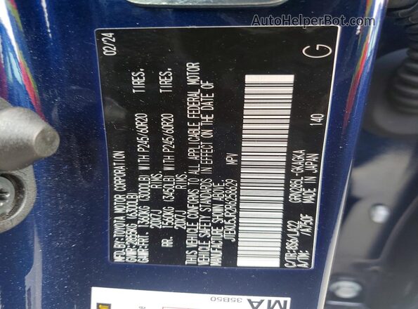 JTEKU5JR2R6258629 2024 TOYOTA 4RUNNER Blue Vista de la etiqueta del VIN