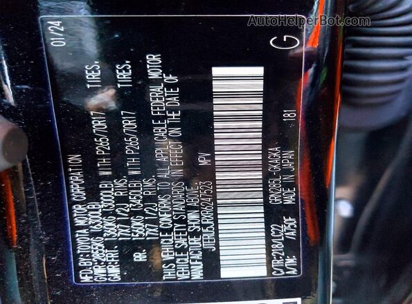 JTERU5JRXR6247523 2024 TOYOTA 4RUNNER Black Widok naklejki z numerem VIN