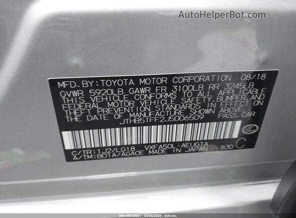 JTHB51FF2J5006509 2018 LEXUS LS 500 Silver 