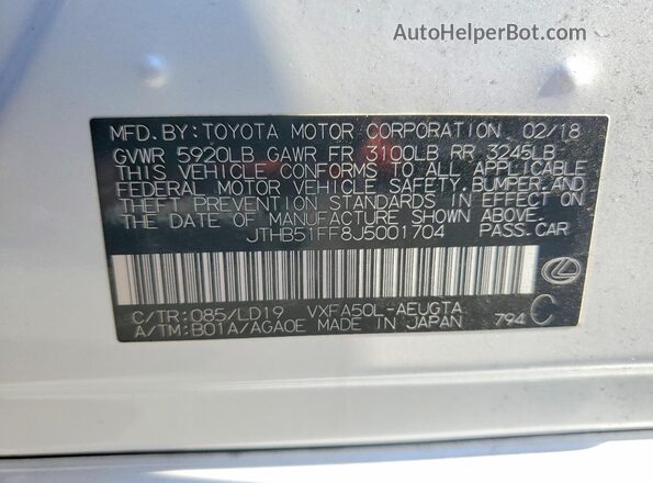 JTHB51FF8J5001704 2018 LEXUS LS White Widok komory silnika
