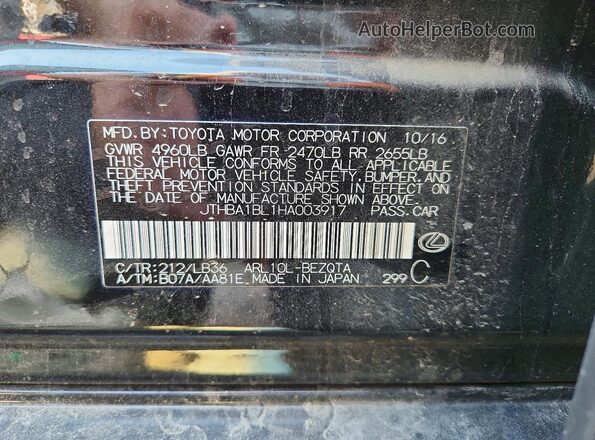 JTHBA1BL1HA003917 2017 LEXUS GS Black Вид підкапотного простору