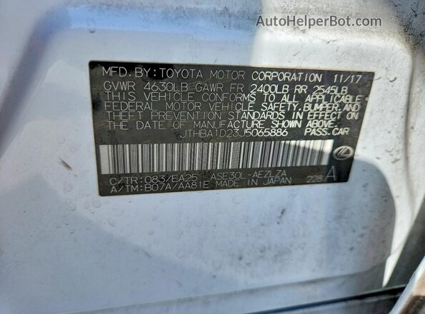 JTHBA1D23J5065886 2018 LEXUS IS White Vista de la etiqueta del VIN