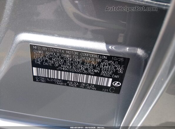 JTHBA1D2XS5135756 2025 LEXUS IS 300 Серебряный Вид подкапотного пространства