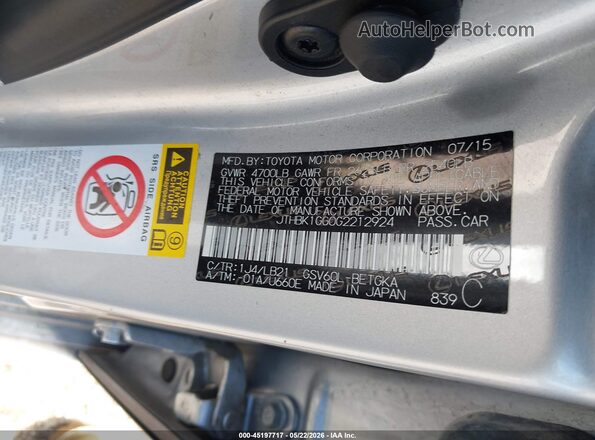JTHBK1GG0G2212924 2016 LEXUS ES 350 Серебряный Вид подкапотного пространства