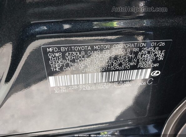 JTHBZ1B21T5096570 2026 LEXUS IS 350 Black Engine compartment view