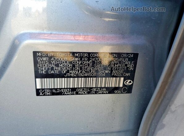 JTHBZ1B24R5081554 2024 LEXUS IS Silver Widok komory silnika