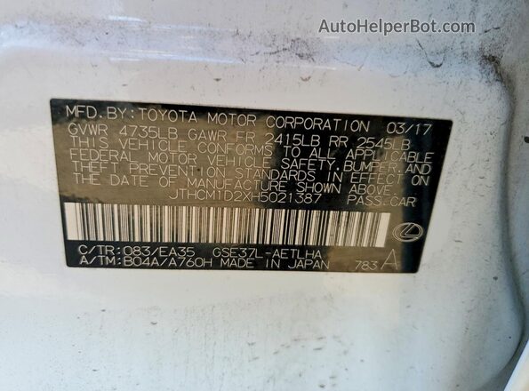 JTHCM1D2XH5021387 2017 LEXUS IS White 