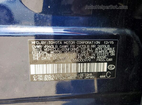 JTHCZ1BL3GA000979 2016 LEXUS GS Blue Widok komory silnika