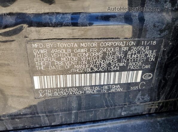JTHCZ1BL3KA011344 2019 LEXUS GS Black Vista del compartimento del motor