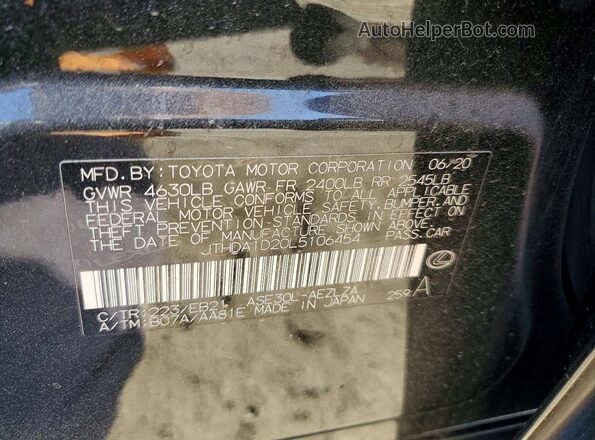 JTHDA1D20L5106454 2020 LEXUS IS Black Widok komory silnika