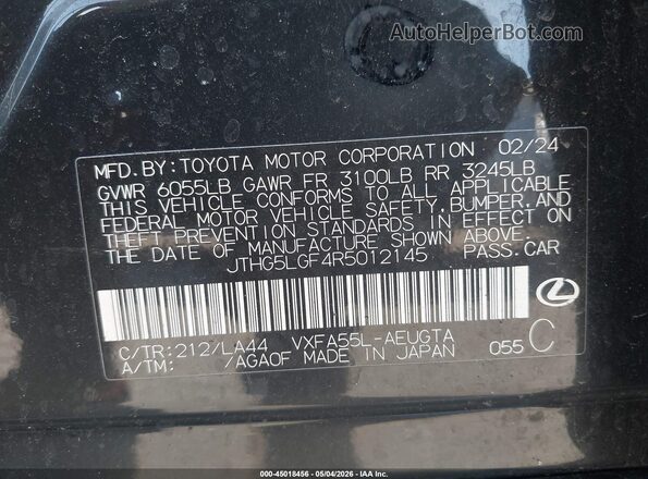 JTHG5LGF4R5012145 2024 LEXUS LS Black Vista del compartimento del motor