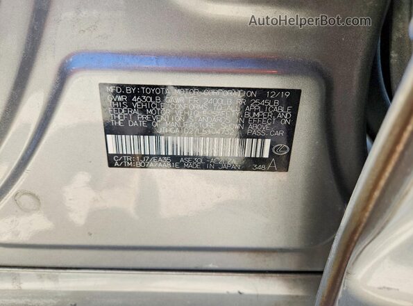 JTHGA1D27L5104732 2020 LEXUS IS Silver Vista del compartimento del motor