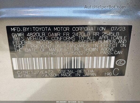 JTHGZ1E26P5032127 2023 LEXUS IS 350 Silver Engine compartment view
