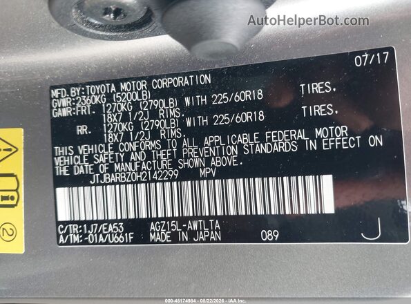 JTJBARBZ0H2142299 2017 LEXUS NX 200T Gold Widok komory silnika
