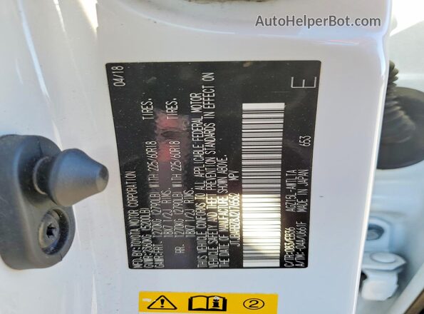 JTJBARBZ8J2176562 2018 LEXUS NX White VIN կոդի պիտակի տեսք