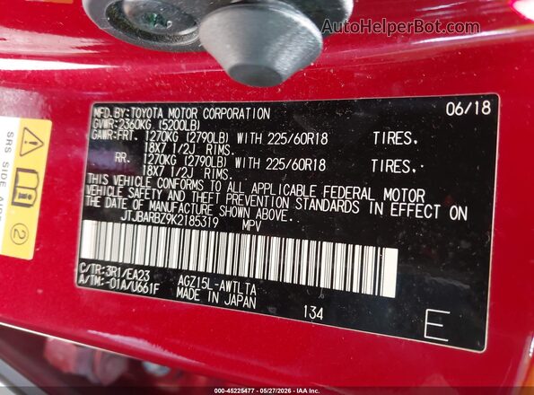 JTJBARBZ9K2185319 2019 LEXUS NX 300 Red Widok komory silnika
