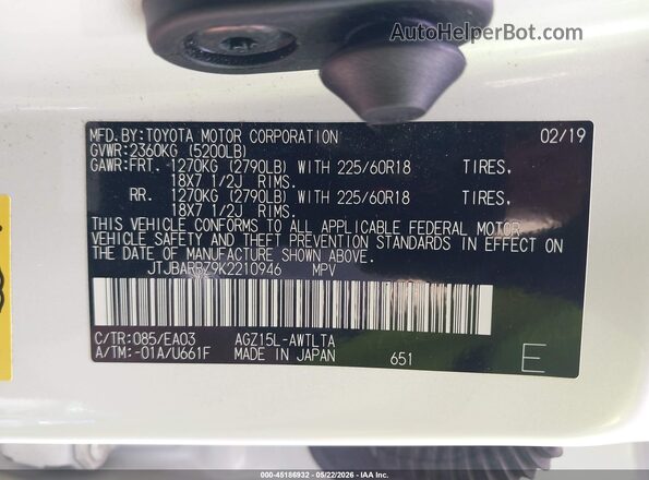 JTJBARBZ9K2210946 2019 LEXUS NX 300 Белый Вид подкапотного пространства