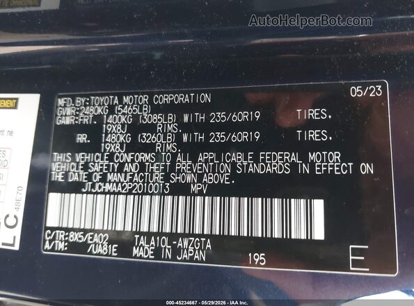 JTJCHMAA2P2010013 2023 LEXUS RX 350 Black 