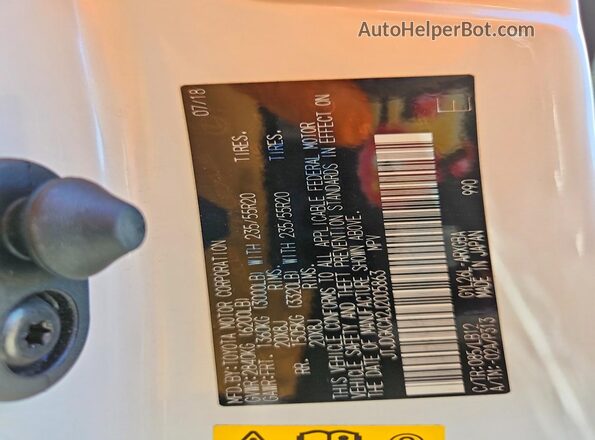 JTJDGKCA2J2005863 2018 LEXUS RX White 