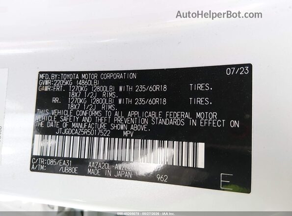 JTJGDCAZ5R5017522 2024 LEXUS NX 250 White Շարժիչի բաժամունքի տեսք