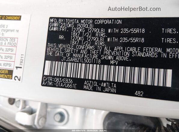 JTJSARBZ1L5001118 2020 LEXUS NX 300 White Engine compartment view