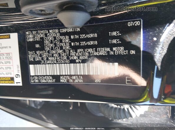 JTJSARDZ4L2236160 2020 LEXUS NX 300 Black ძრავის განყოფილების ხედი