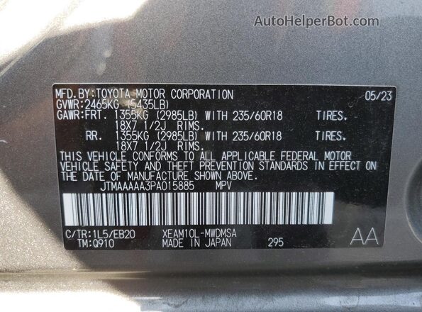 JTMAAAAA3PA015885 2023 TOYOTA BZ4X Gray Vista del compartimento del motor
