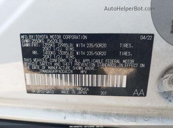 JTMABABA9PA004028 2023 TOYOTA LIMITED White Engine compartment view