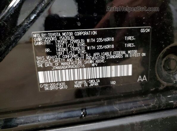 JTMABABA9RA060716 2024 SUBARU SOLTERRA Black Widok naklejki z numerem VIN