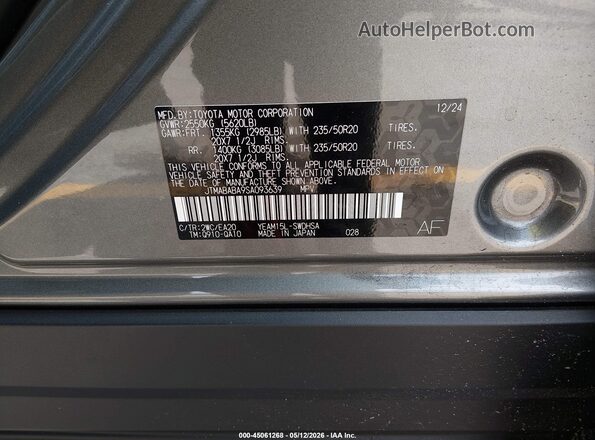JTMABABA9SA093639 2025 SUBARU SOLTERRA Gray Vista del compartimento del motor