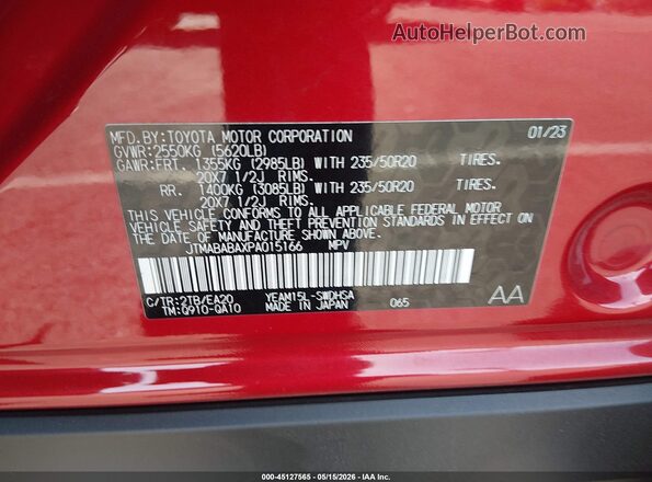 JTMABABAXPA015166 2023 SUBARU SOLTERRA Red Widok komory silnika