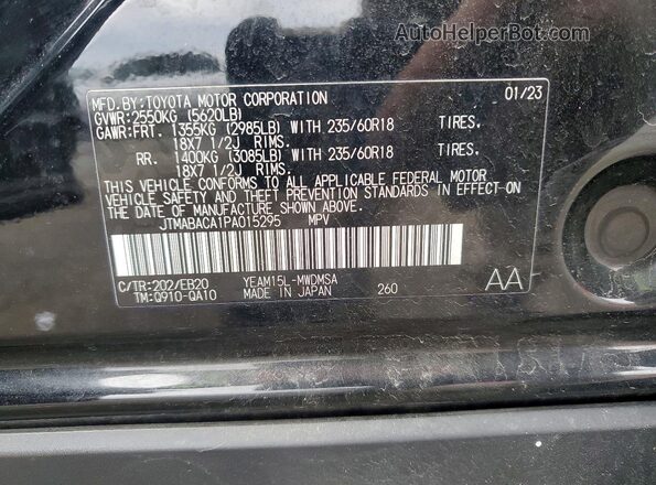 JTMABACA1PA015295 2023 TOYOTA BZ4X Черный Вид наклейки с VIN-кодом