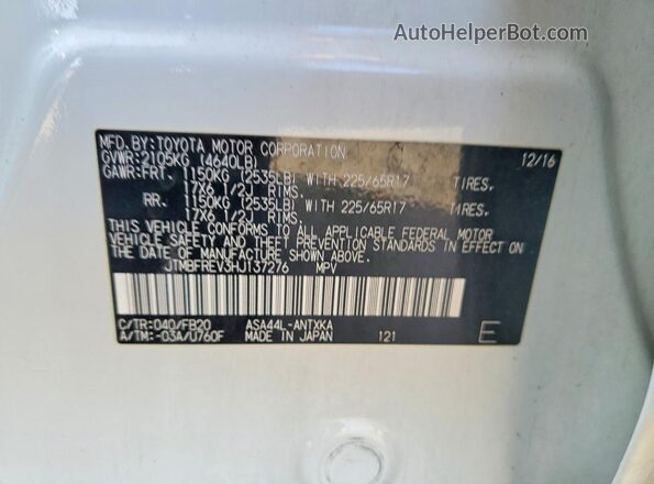 JTMBFREV3HJ137276 2017 TOYOTA RAV4 White 